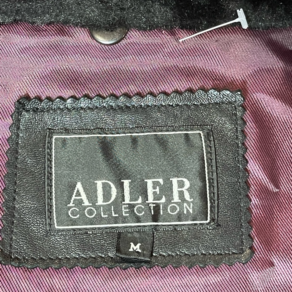 Adler Collection Genuine Lambskin Leather Jacket Belted Coat Black Size Medium - Picture 10 of 16